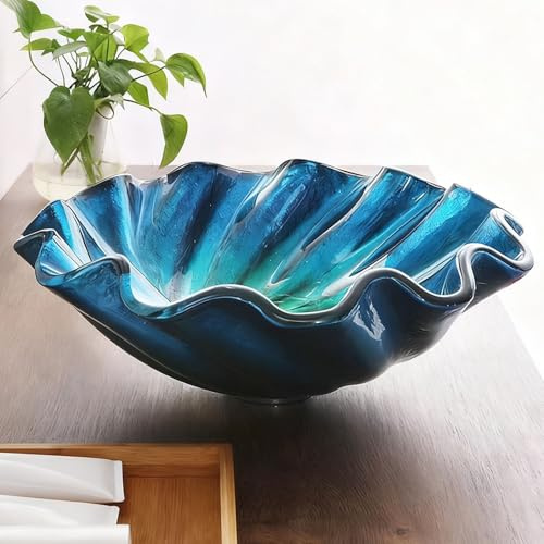 ZYCDP Glaswaschbecken für Badezimmer aus Gehärtetem 450 X 450 X 150 mm Ohne Hahnloch Blau
