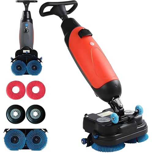 MLYYYDSS Autolaveuse électrique Professionnelle pour sols, polisseuse de carrelage, extracteur de Moquette, Brosse de Nettoyage motorisée, Rotation à 360°, autotractée, Compatible avec Vinyle Red