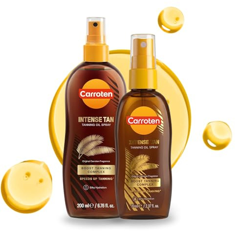 Carroten Intensive Tanning Oil Spray Set | Browning Tan Accelerator | Vitamin E + Carrot & Coconut Oils | Water-Resistant, Silky Hydration | Coconut Fragrance | Made in Greece | 6.7 oz + 2.3 oz