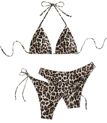 GORGLITTER Damen 3 Stück Bikini Sets Neckholder Bikini-Sets Triangle Bikini