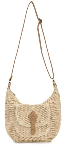 Ynport Crefreak Damen Strohtasche zum Umhängen, Vielseitige Boho-gewebte Schultertasche & Strandtasche aus PP-Kunst-Raffia für Urlaub und den Täglichen Gebrauch