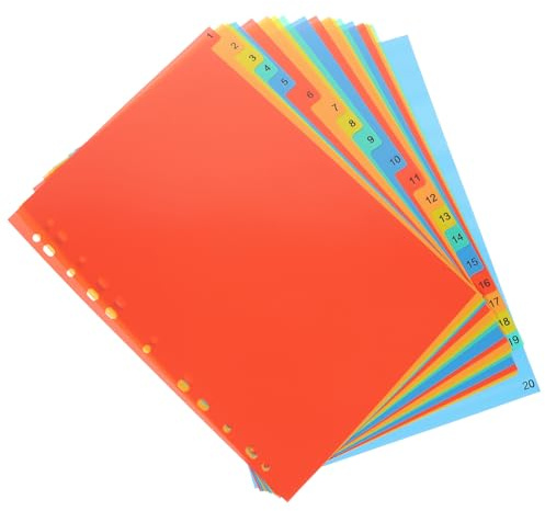 SEWACC Intercalaires de Classeur en Plastique A4 11 Trous, Séparateurs à Languettes Colorés 20 Niveaux, Protège-Feuilles Résistants pour Organisation Rapide à Bureau