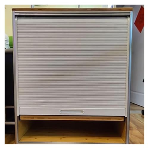 MZZKFC Custom Size Tambour Door Kit with Guide Rails & Handle, White ABS Roll Up Cabinet Doors Space Saving, Smooth Sliding Roller Shutter Kitchen Door