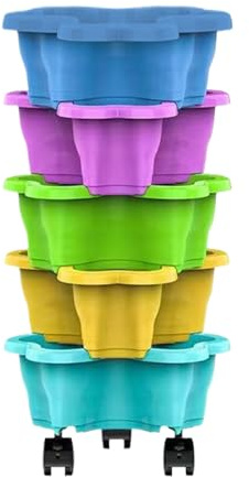 Fioriera impilabile – Vasi verticali a 5 livelli, colorati, resistenti alle intemperie, per interni ed esterni, impilabili, torre di fragole, vasi da fiori per verdure, per giardino, cortile, patio