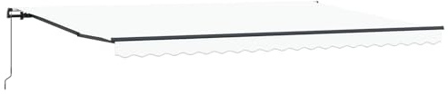 Tmriohed Tenda da sole retrattile bianca, 500 x 350 cm, tenda da sole manuale con braccio articolato in poliestere e acciaio, protezione solare moderna per terrazza, giardino ed esterni, design senza