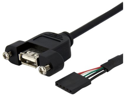Startech Cable USB 30cm Montaje en Panel USB-A a Header Negro (USBPNLAFHD1) | Conexion a Placa Base, Alta Velocidad Hi Speed, USB-A Hembra a Cabezal Hembra, USB 2.0