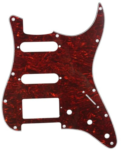 Musiclily Pro 11 Löcher HSS ST Schlagbrett Pickguard 4-lagig Red Tortoise | für Fender American/Mexican Standard Strat Modern Style E-Gitarre