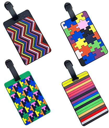 EQLEF® Set von 4 Hübschen Kofferanhänger, Sicheren Gepäckanhängern aus PVC für Koffer, Gepäckanhänger, Visitenkartenhalter/Reise-Ausweis-Taschen