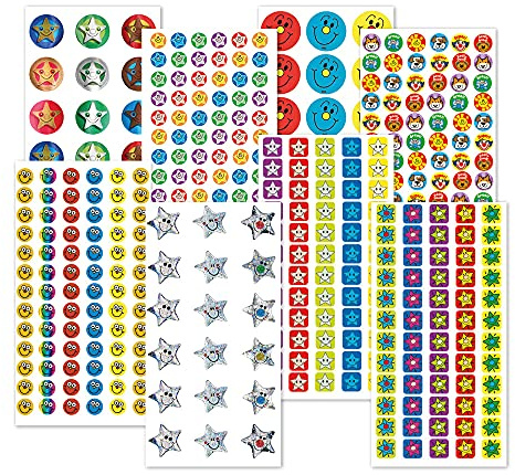 Sticker Solutions Aufkleber zur Belohnung, Sterne und Smiles (1332er Pack)
