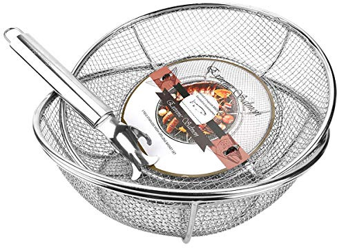 Grill Basket, Grill Accessories Set Heavy Duty Barbecue Grilling Basket Vegetables Stainless Steel Veggies Grill Topper Cookware with Handles Charcoal Gas Outdoor Grill Cooking