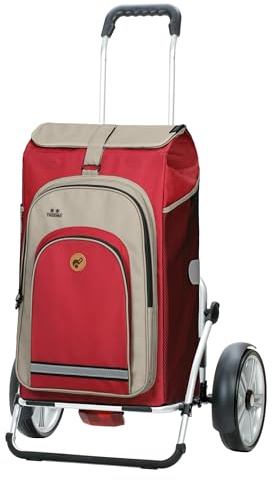 Andersen Shopper Royal Plus Alu klappbar mit Kugellagerrad Ø 25cm und 62 Liter Tasche Hydro 2.0 mit Kühlfach rot