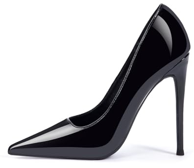 GENSHUO stiletto högklackade, 12 cm/4,72 tum dam pumps party high heels sexig basic skor dam slutna aftonskor lack/mocka, 35EU-40 EU