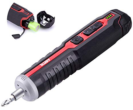 Ikuby Pushdrive Cordless Screwdriver 2000mah Removable Li-Ion Battery 4V Electric Screwdriver with Circuit Sensing Function,10pcs Bit, 1pc Extension Bit Holder for Daily & Light Industrial use