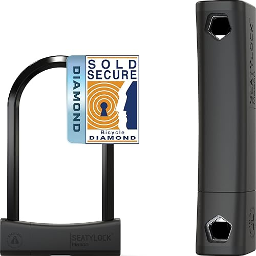 SeatyLock Mason Fahrrad Bügelschloss - Patentiertes Fahrradschloss mit Schlüssel für hohe Sicherheit gegen Bolzenschneider - Smart Bike Lock für e-Bikes, e-Scooter und Motorrad (22 CM)
