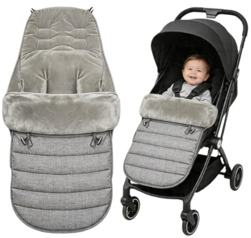 Cosytoes Fotmuff, universell baby sovsäck, nyfödd filt, tjock sammetsfoder, vattentät varm, vinter utomhus tur väsentlig, spädbarn tillväxt typ 0-6 ålder, grå, 42 x 90 cm
