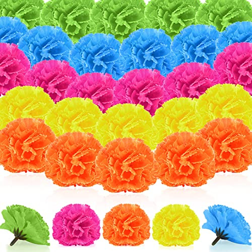 Syhood 50 Pcs Mexican Marigold Flower Bulk Decorations Flores Artificiales Fiesta Party Decorations for Mexican Backdrop Party Floral with Stems DIY Marigold Garland
