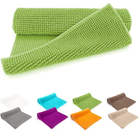 heimtexland ® Badvorleger Chenille Super Flauschig Saugstark Badteppich Badematte Ökotex Typ771 Grün 60 x 90 cm