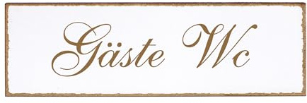 Dekolando Deko Türschild - Gäste Wc - Schild 150 x 50 mm - Schilder Türschilder Namensschilder Wohnung selbstklebend Holzschild Tür Holzschilder