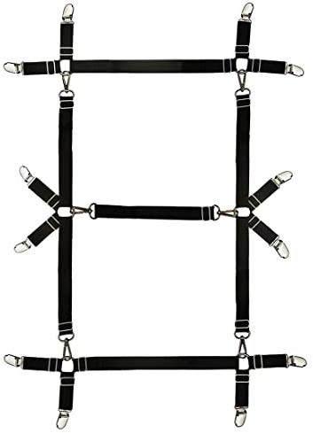 Eopocdor Bettlakenspanner Verstellbar, Matratzenhalter,Elastische Betttuch Spanner mit Metallclip für Bettlaken (Schwarz)
