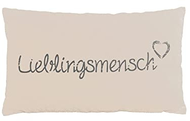 Kissen Lieblingsmensch – 50 x 30 cm inklusive Inlett – creme, grau | Mit Reißverschluss für dein Bett, Sofa, Boot oder die Terrasse – Geschenkartikel, kombinierbar mit der Serie – Seaside No.64
