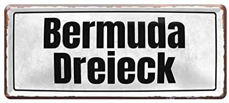 Bermuda Dreieck Schild - lustiges Metallschild im Vintage Stil - Wanddeko Türdeko für Teenager Kinderzimmer Jugendzimmer Büro Betrieb Lager Werkstatt - Warnschild Hinweisschild - 28x12cm