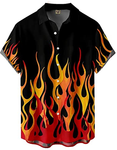 Hodaweisolp Camisas de playa hawaianas holgadas de manga corta con botones para hombre, XXL