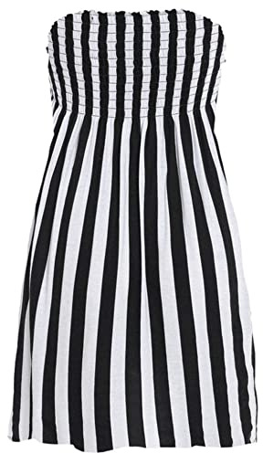 JM CLOTHING Axelbandslös tub kort klänning sommarklänningar ledig mini strand täcka upp semester sol topp svängigt mode, Vertikala remsor, L/XL