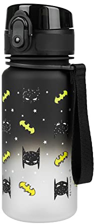 Baagl Kinder Trinkflasche Wasserflasche 350ml Schule Sport - Batman Mask | Diese auslaufsichere Flasche für Kindergarten verfügt über einen verschließbaren Deckel und ein Sieb für Früchte oder Tee.
