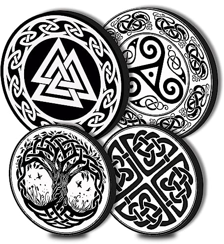 Lot de 4 cache-plaques ronds celtiques en métal noir et blanc pour plaques de cuisson électriques, brûleurs supérieurs, protection de four à gaz, accessoires de cuisine, table de cuisson moderne