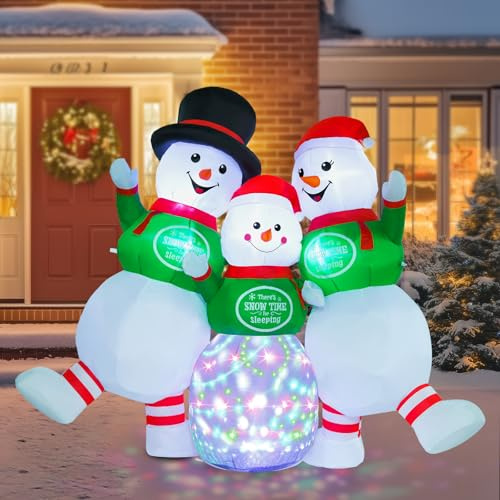 Wothfav Aufblasbare Weihnachtsdekoration für den Außenbereich, Schneemänner, Familie, aufblasbar, Hof-Dekoration mit integrierten bunten LED-Lichtern für Urlaub, Rasen, Garten, Party, Dekoration