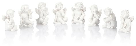 Nordstern Figure d'angelo, 8 piccoli angeli come decorazione da tavolo o per tomba, regalo per battesimo o Natale, bianco, 3 cm