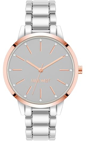 NINE WEST Women's Crystal Accented Bracelet Watch