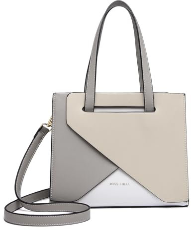 Miss Lulu Damen Handtasche Henkeltasche PU Leder Schultertasche mit verstellbarem Riemen, Tragegriff oben, für Alltags Mode Arbeit Mittelgroß