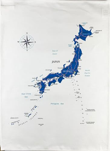 Half a Donkey Map of Japan large cotton tea towel