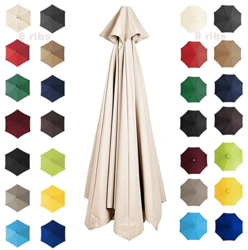 2M 2.7M 3M Parasol Umbrella Replacement Cover 6 Arms/8 Arms Cantilever Parasol Top Fabric Cover Replacement Cloth Anti-ultraviolet｜Waterproof｜Breathable ( Color : Off-white , Size : 8 ribs-3m(9.8ft) )