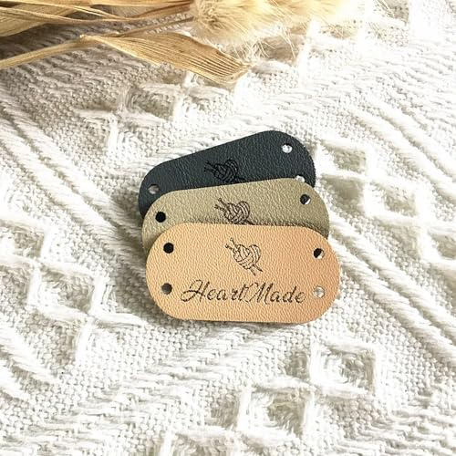 HDLOVE Personalisierte Leder-Etiketten Mit Logo/Text, Vegan Leather Labels, Branding Labels, 25 St (40mm x 20mm)