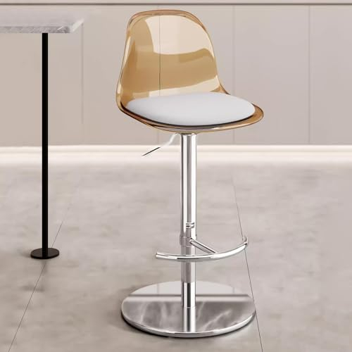 Acryl Barhocker 360° Schwenkbarer Lift Barstuhl mit Griff und Kissen, Dreistufiger Luftbalken, Stehhocker Höhenverstellbar mit Rutschfestem Gummiring(Yellow,40cm*54-79cm)