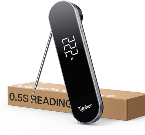 Typhur InstaProbe Core Meat Thermometer Digital - 0.5s Instant Read Cooking Thermometer, NIST Certified ±0.3℃ Accurate, Large LCD Display IP67 Waterproof for Grill BBQ Smoker Candy Liquid Home Kitchen
