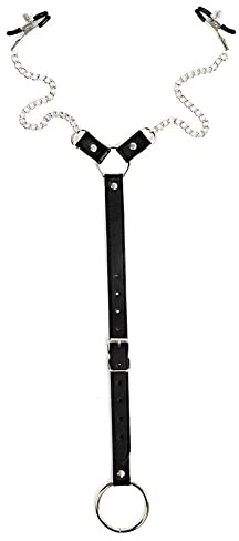 YIOTMOP Nippelklemmen Männer Brustwarzen Mit Cockring PU-Leder Nippelkette Nippelklemme Brustwarzenklemmen Stimulator Frau Bdsms Spielzeug Hart Folter Extreme SM Sexspielzeug Paare