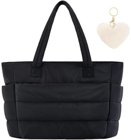 Aucuu Bolso Totebag, Bolso Tote Mujer, Bolso Bandolera Mujer con colgante, Mujer Grande Para Ordenador Portáti, Bandolera Casual para Viaje/Trabajo/Oficina/Escuela