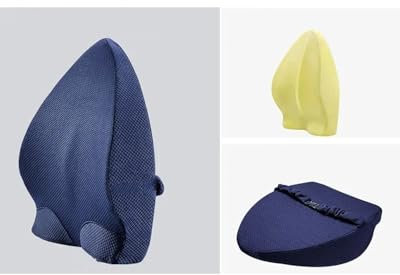 Lendenkissen Auto 1 PC Orthopädisches Kissen Autositz Lendenkissen Luftschichtfutter Mit Riemen Memory Foam Sitzstütze Lindert Schmerzen Im Unteren Bereich Sitzkissen Auto Lendenwirbelstützkissen(Navy