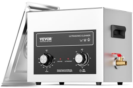 VEVOR Pulitore ad Ultrasuoni 10L con Timer Riscaldante Cestello, Macchina Digitale a Cavitazione Sonica, Pulitrice Ultrasuoni 240 W per Strumenti di Orologi, Occhiali, Monete, Utensili Metallici