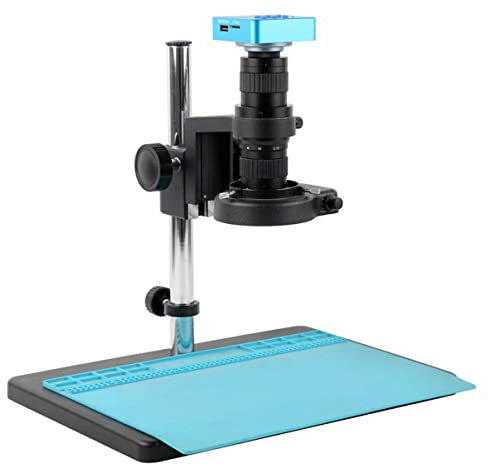 Lab Microscope Accessories HDMI VGA USB Video Microscope Camera 200X 0.7X-5X Adjustable Monocular Microscope Zoom C Mount Lens Set For PCB Soldering Phone Repair PCB inspection(HDMI USB)