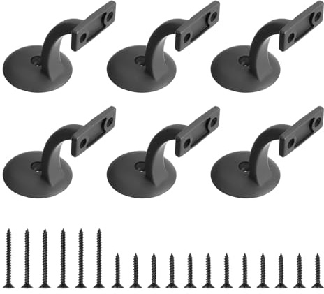 sourcing map 6 Pcs Hand Rail Bracket, Anti-Rust Handrail Holder Brackets Hand Stairway Railing Brackets for Stairways Home Office Vintage Stair Support, Matte Black