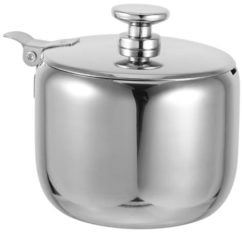 OFFSCH Edelstahl Zuckerdose Gewürzbehälter Rund 250ml Silber für Küche | Elegantes Schlichtes Design, Leicht zu Reinigen, zum Aufbewahren und Dosieren von Gewürzen
