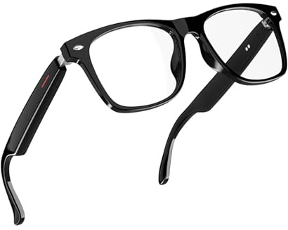 BLESSOURCE Smart Glasses for Men and Women, Open Ear Bluetooth Audio Glasses, Built in Mic & Speakers, Blue Light Filter & UV Pretection Polarized Lenses, IP65 Waterproof Bluetooth Glasses, E13C_W