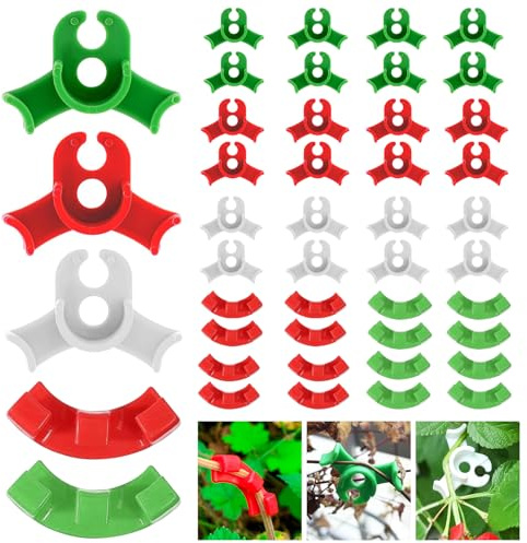 TAIHOBO 150 Stück Pflanzenbieger, 90 Grad LST Clips für Low Stress Training, Pflanzenclips für Kletterpflanzen, Grow Zubehör für Biegen von Pflanzenstämmen und Ändern der Wuchsrichtung (Rot Grün Weiß)
