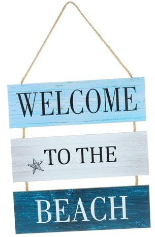 Amosfun Holz Sommerschild Strandschild Türdekoration Hölzernes Willkommensschild Für Sommerparty Nautische Wanddekoration