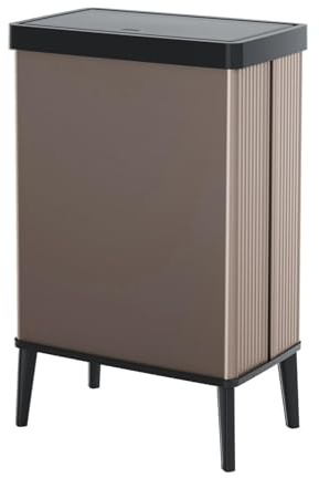 Curver Keter Verto - Cubo de basura de recogida selectiva, tapa a presión, doble compartimento, diseño elegante, reciclable, ideal para baño, salón u oficina, capacidad 54 litros, rosa perla