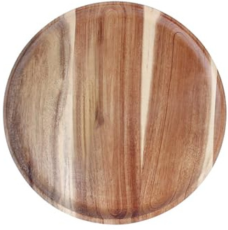 Xtroml Bandeja de Madera Redonda, Bandeja de Madera para Servir, Platos de Acacia, Tabla de Aperitivos y charcutería, Organizador de bandejas para Centro de Mesa de Cocina o encimera,25cm